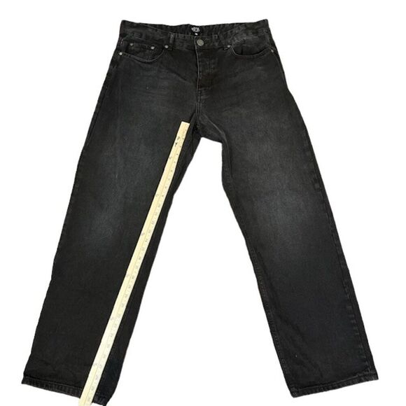 BoohooMAN Men's Black Denim Jeans Button Fly Dark StoneWash Size 36 - Picture 4 of 11